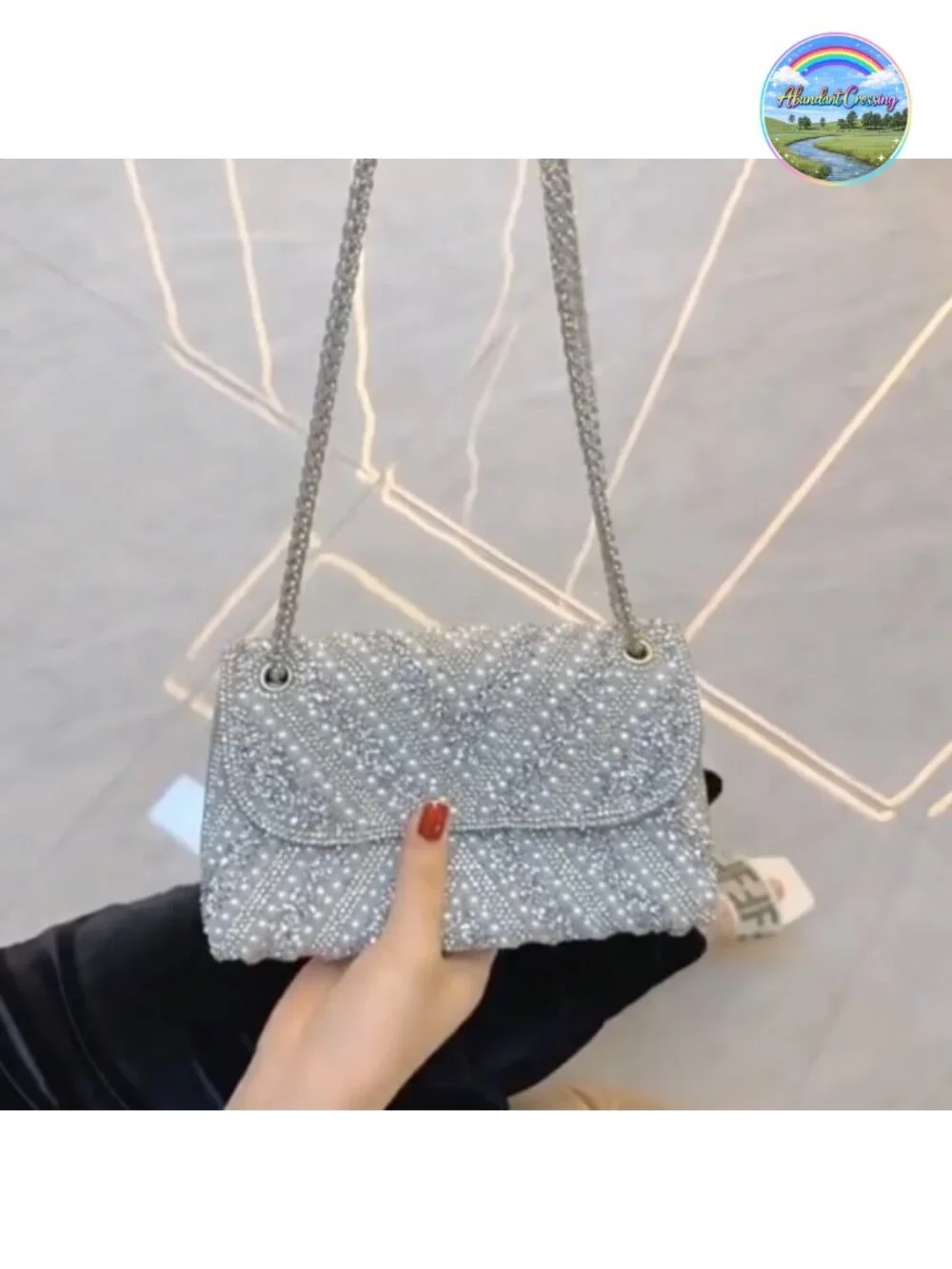 Rhinestone Clutch Purse with Chain - Sparkly Evening Bag Women